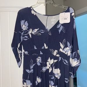 Blue floral maternity dress